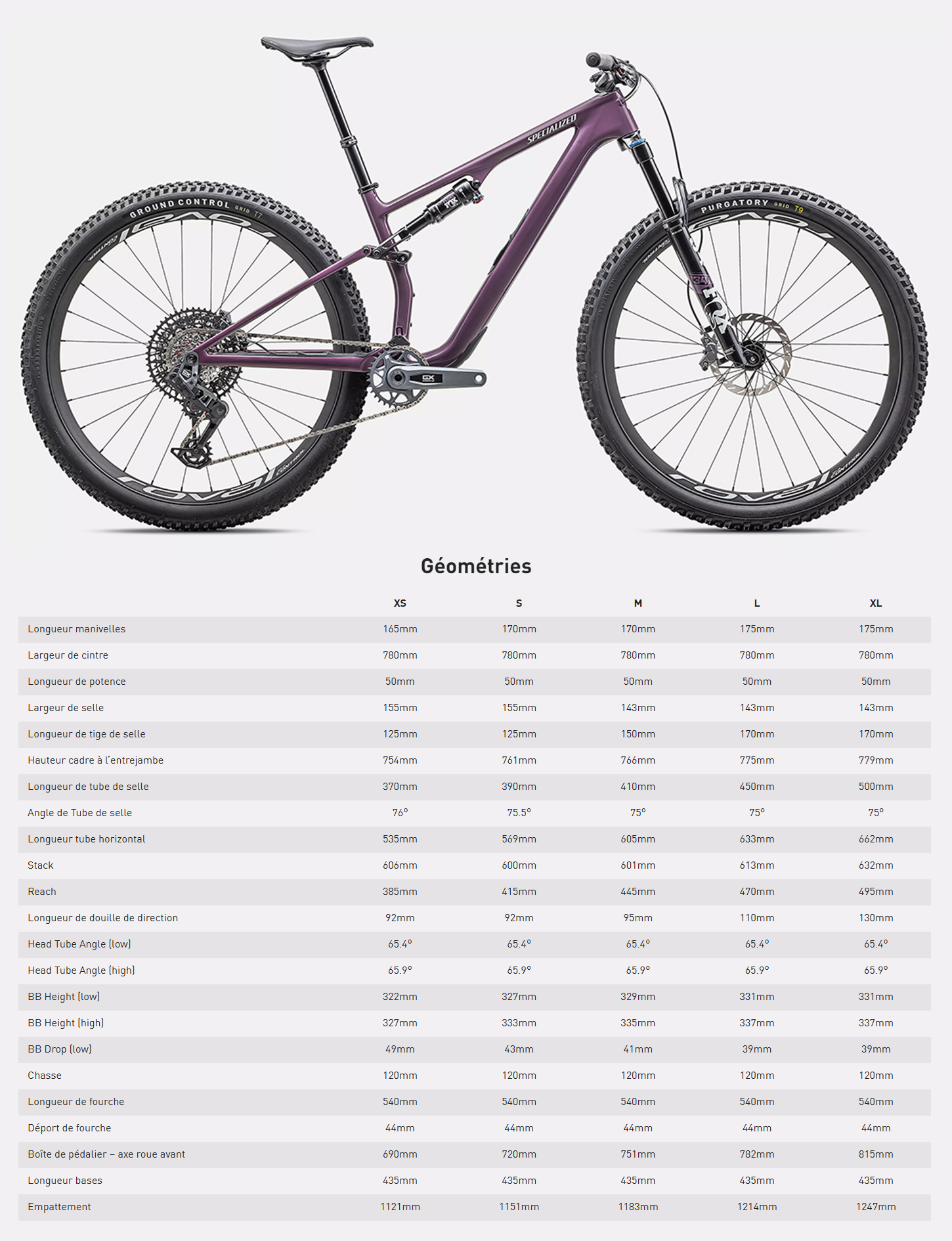 Guide de Taille du vélo Epic 8 EVO Expert année 2026